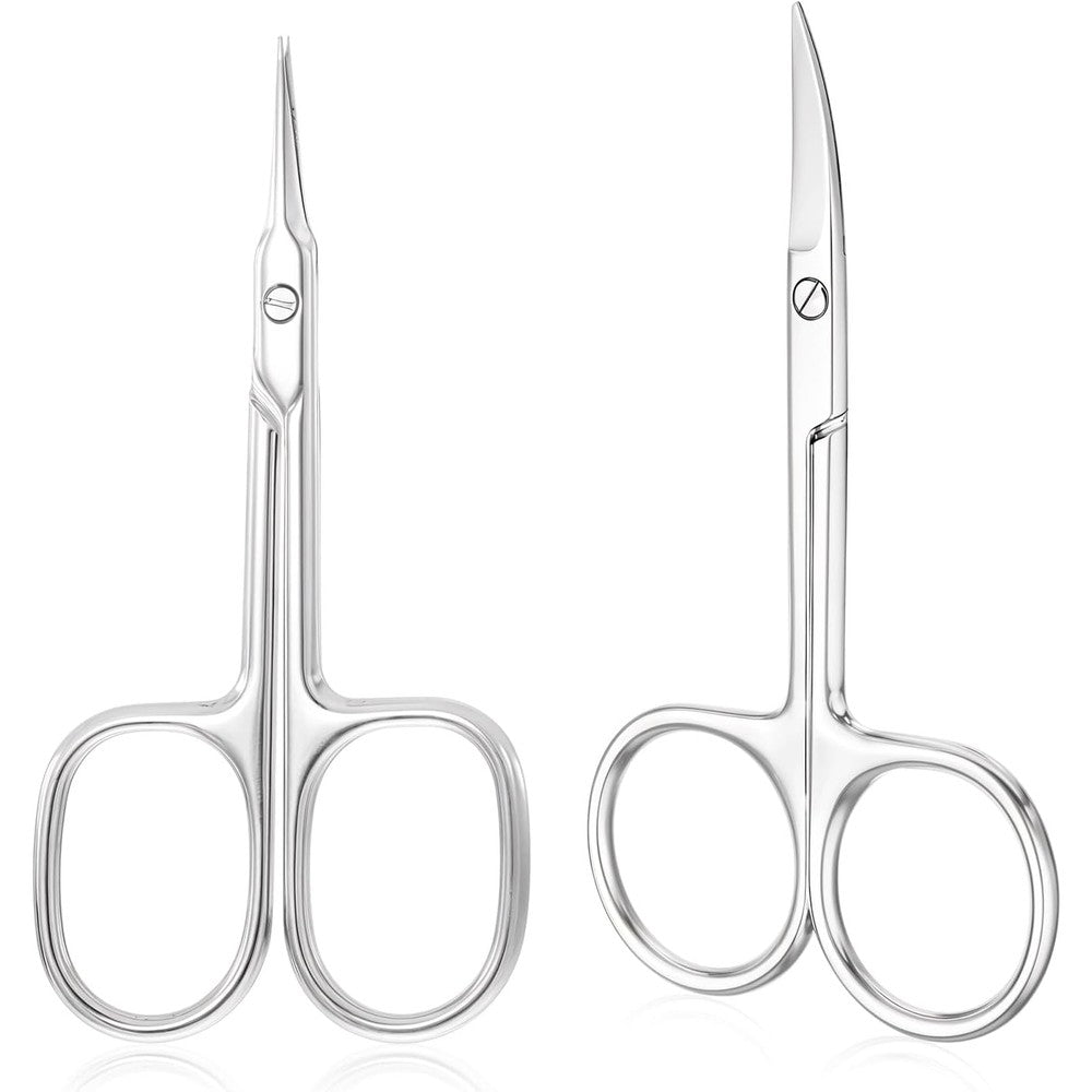 JARVISTAR professional manicure scissors front view displaying two pieces of fine curved stainless steel grooming tools.