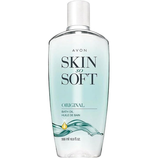 Avon Skin So Soft Original Bath Oil front view bottle of imported luxury body moisturizer