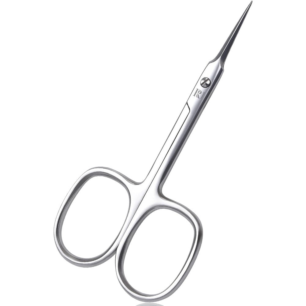 THRAU cuticle scissors front view showing premium stainless steel finish