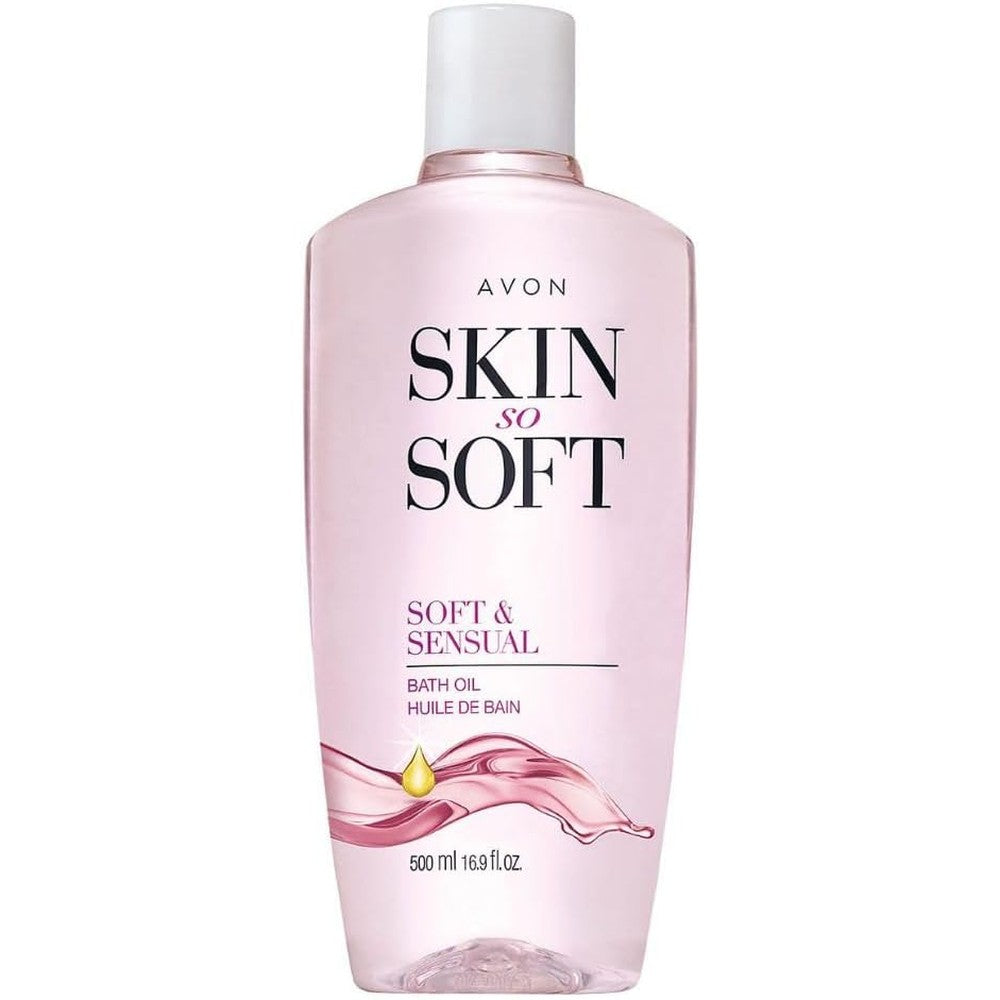Avon Skin So Soft Soft And Sensual Bath Oil front view bottle