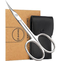 ASIPRO professional curved cuticle scissors front view in silver stainless steel finish