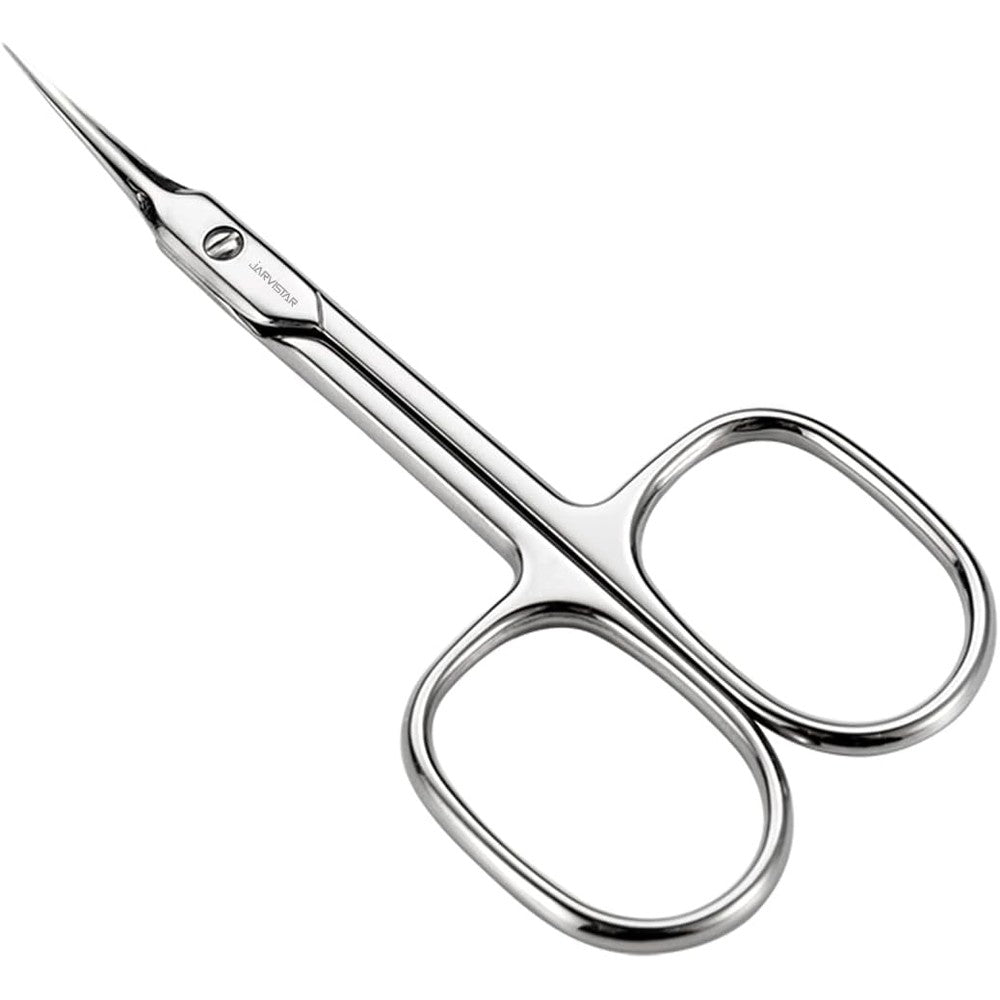 JARVISTAR Small Cuticle Scissors front view showing curved stainless steel blades.