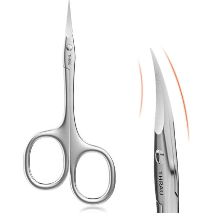 THRAU right handed cuticle scissors front view showing surgical grade stainless steel body