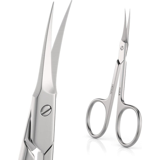 Maluk Professional Cuticle Scissors Medium front view showing curved stainless steel blades.