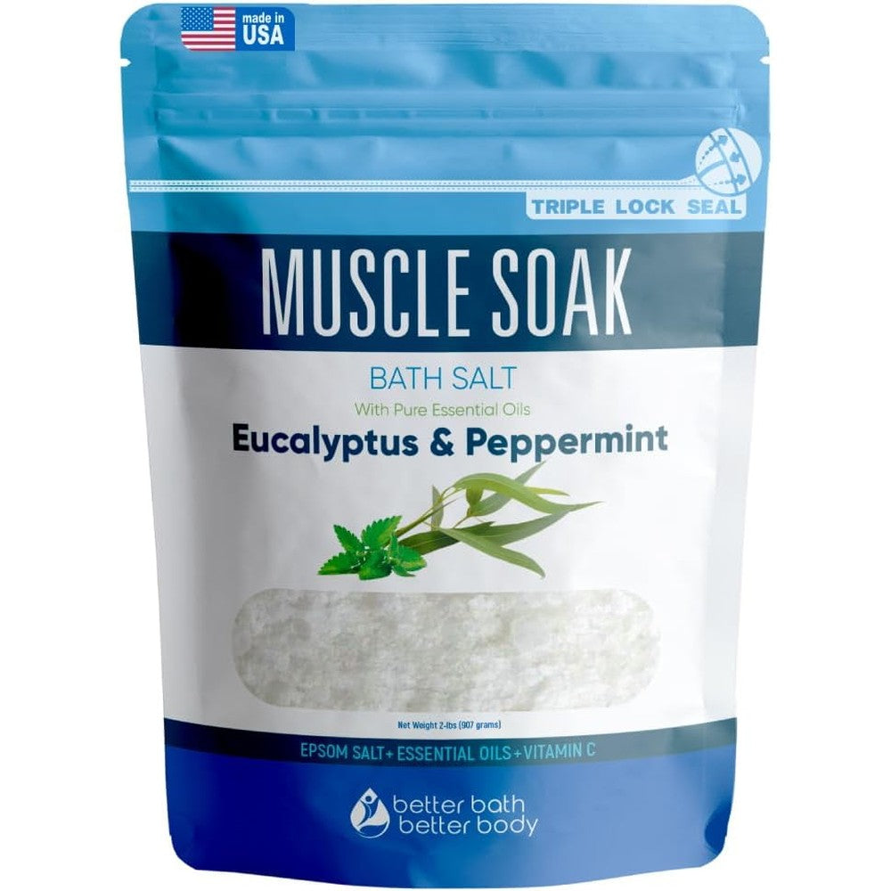Better Bath Better Body muscle soak bath salt pouch front view