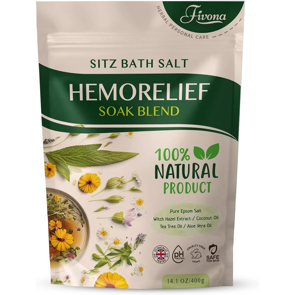 Fivona Hemorrhoid Treatment Sitz Bath Salt front view pouch packaging