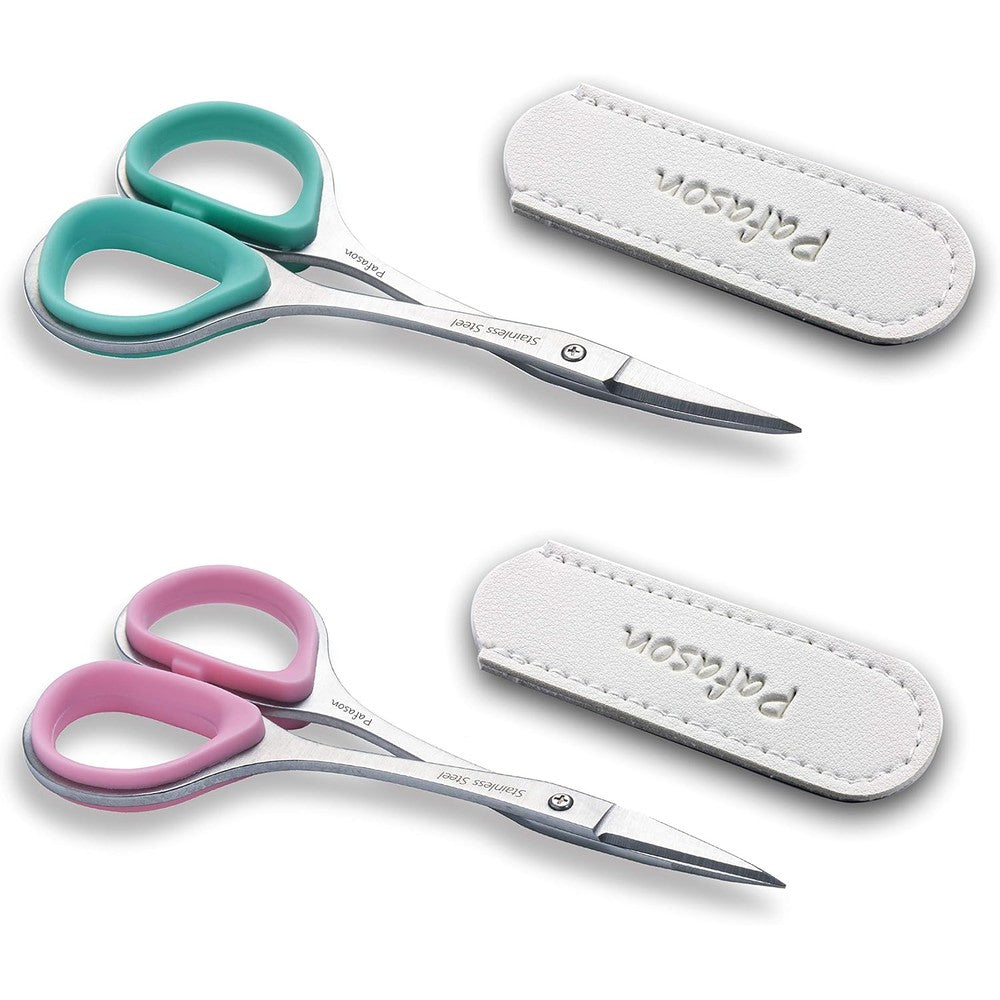 Pafason high precision cuticle scissor set front view showcasing curved and straight stainless steel tools.