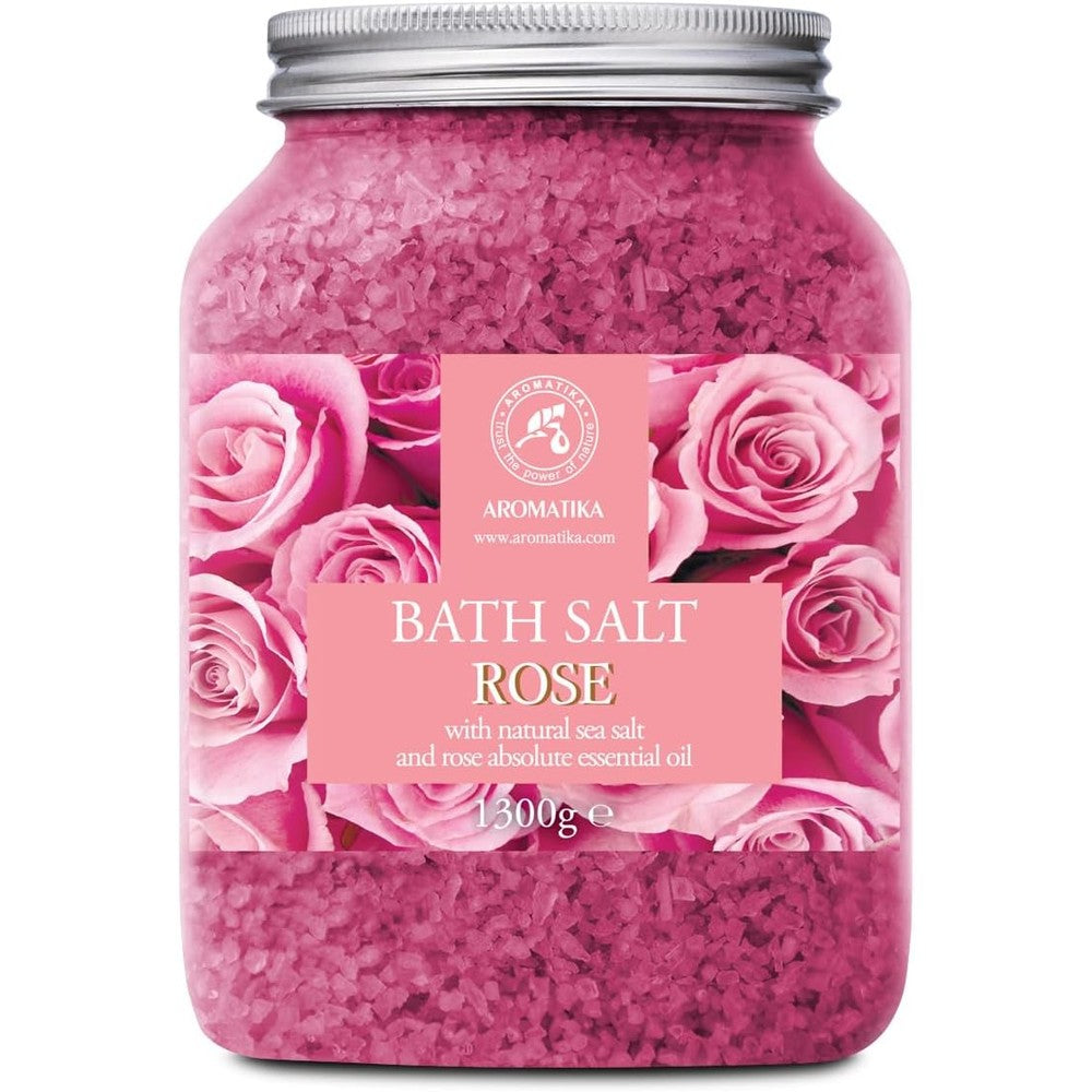 Aromatika rose bath salts front view jar container