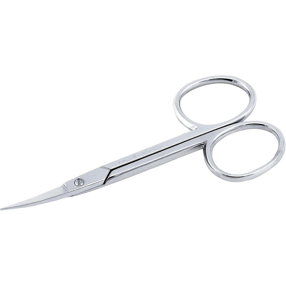 Tweezerman Cuticle Scissors front view showing premium stainless steel finish and curved tips for precision manicures