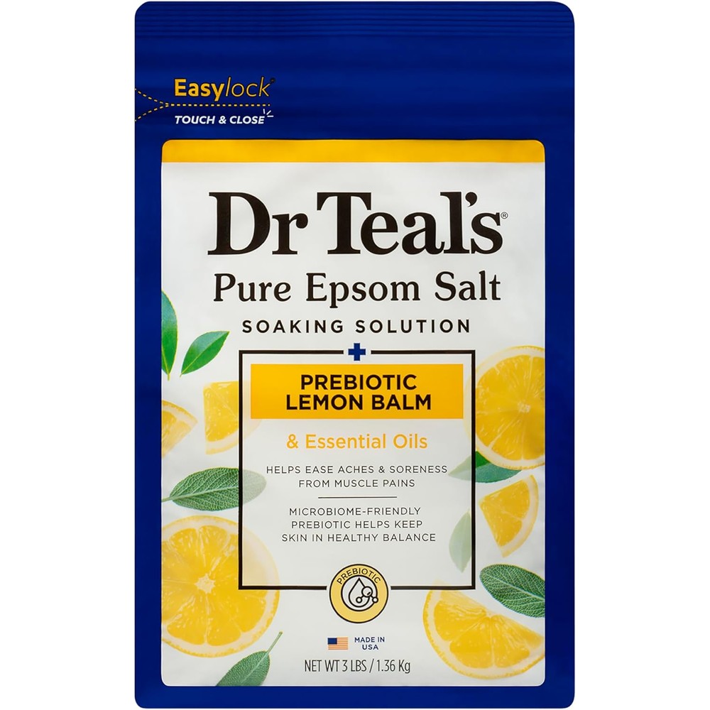 Dr Teal's Prebiotic Lemon Balm Epsom Salt Soak front view