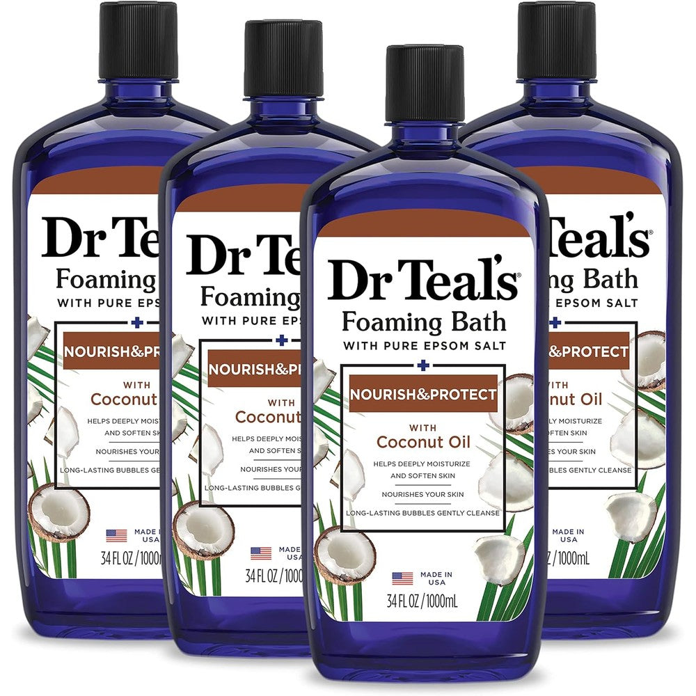 Dr Teal's foaming bath front view bottle packaging