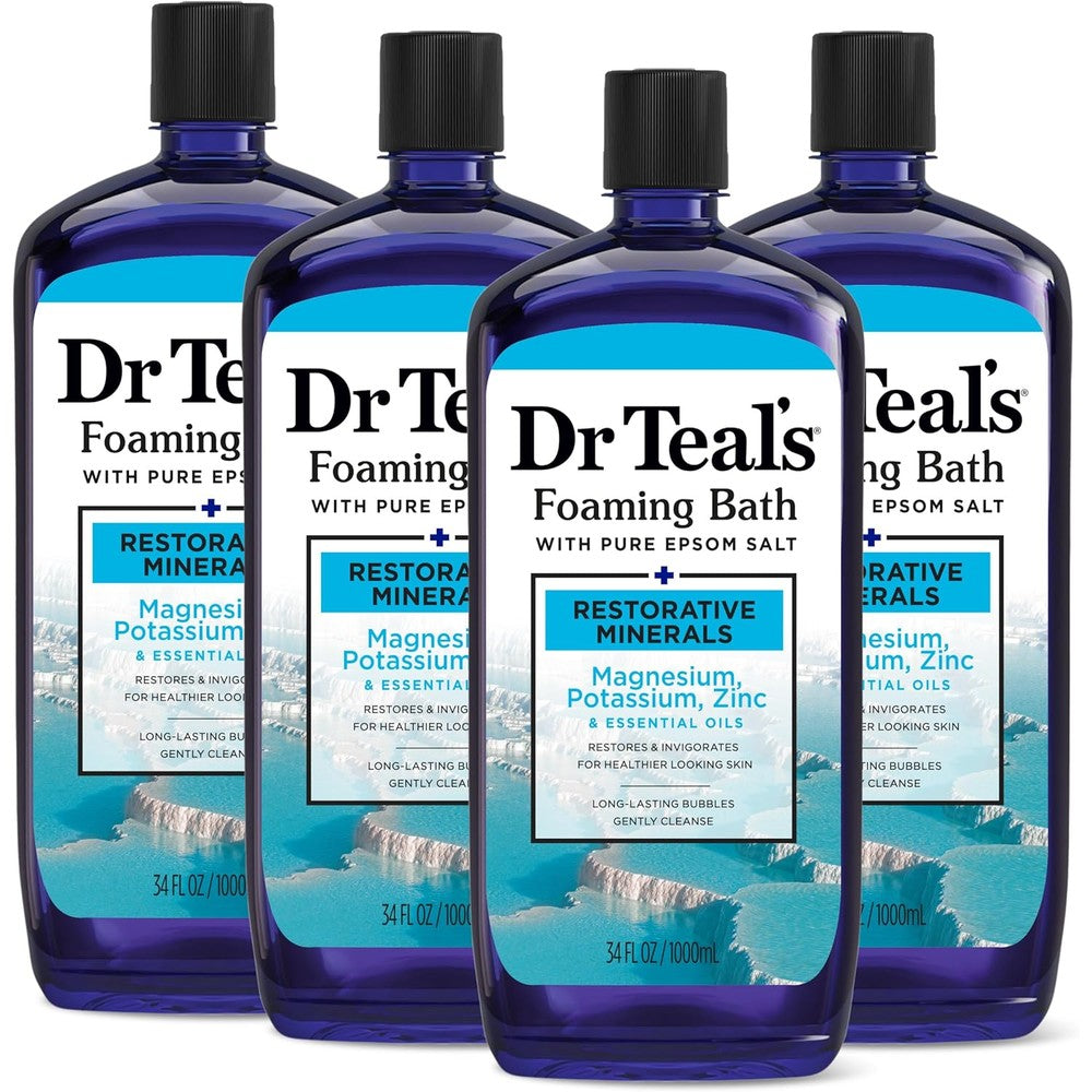 Dr Teal's restorative minerals foaming bath front view