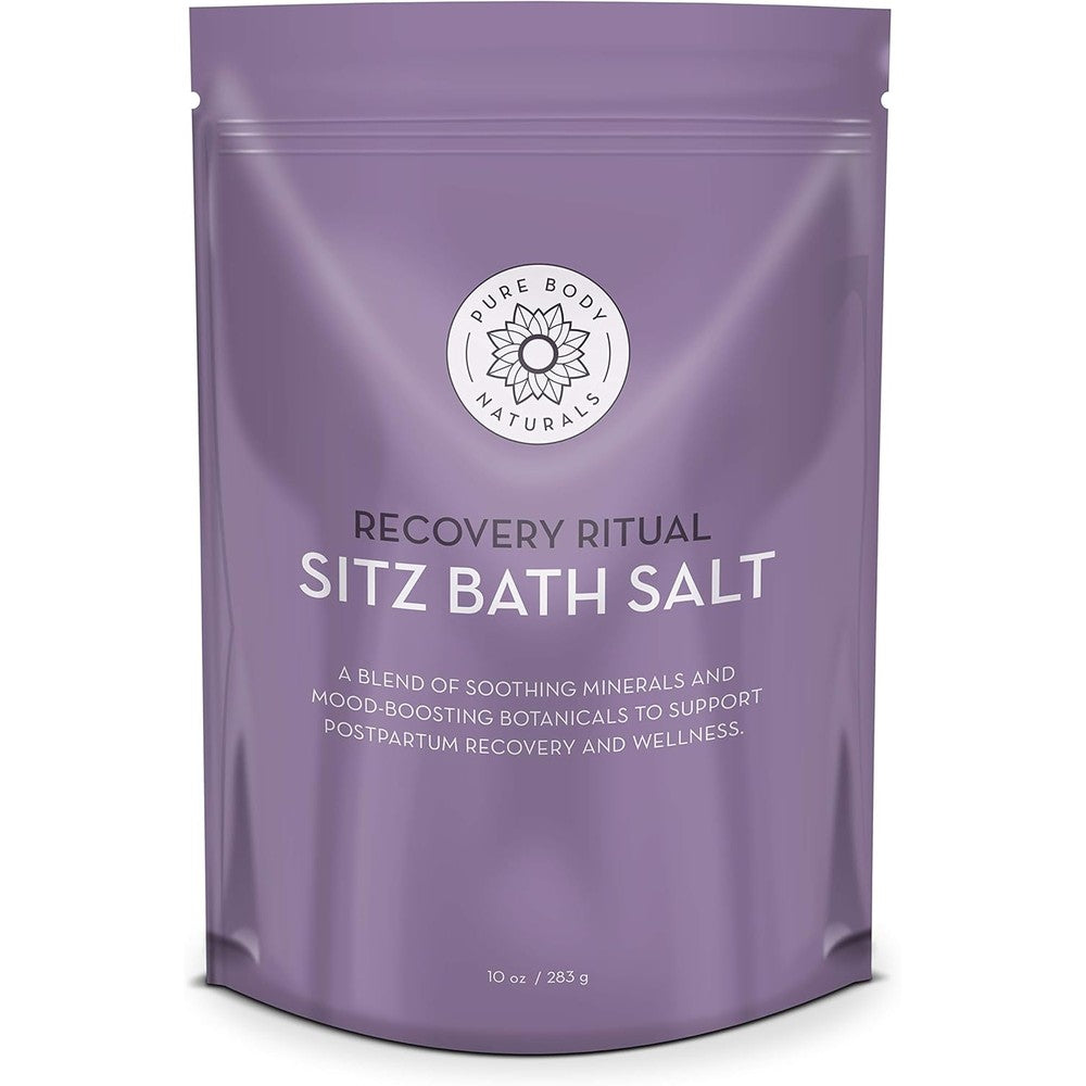 Pure Body Naturals Recovery Ritual Sitz Bath Salt front view purple pouch
