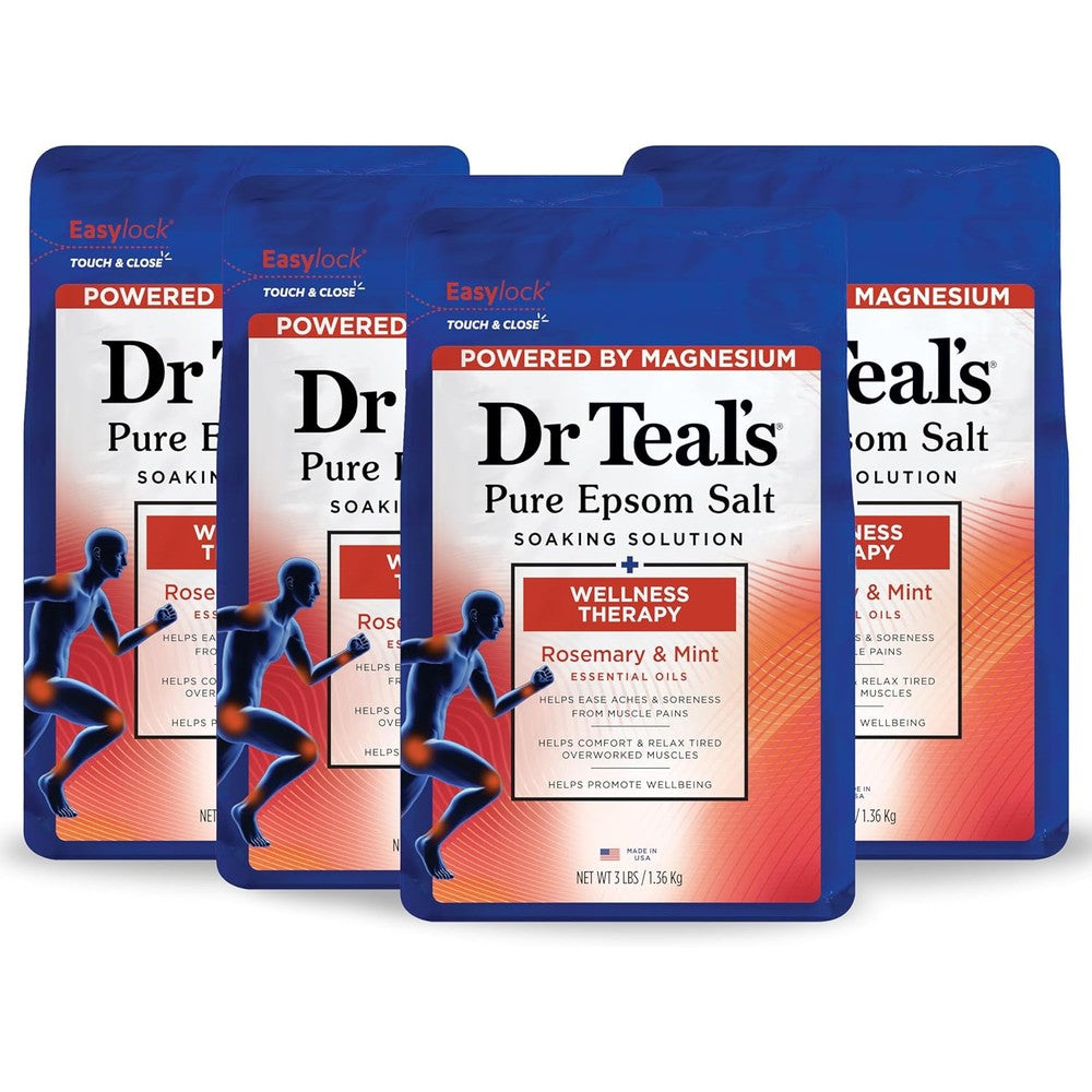 Dr Teal's wellness therapy rosemary and mint epsom salt soak front view packaging