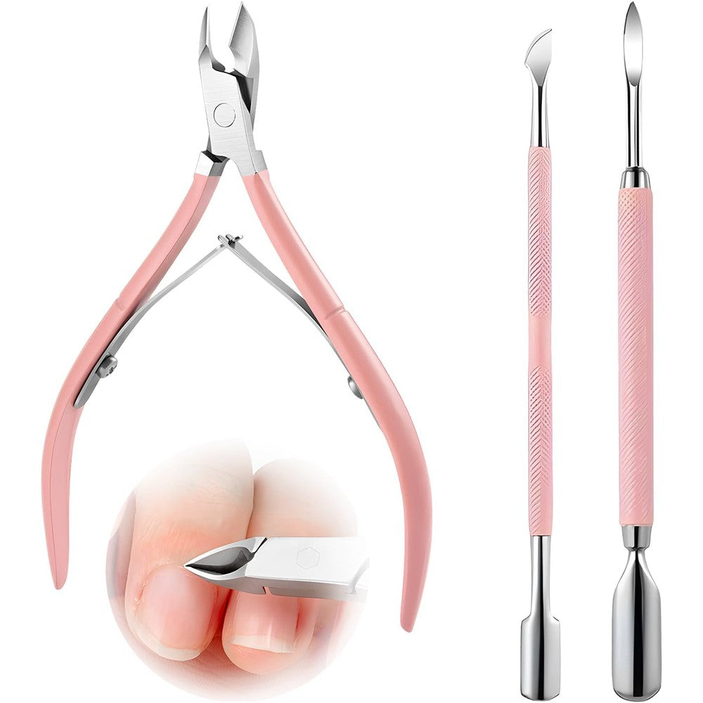 Makartt professional pink stainless steel cuticle nipper front view