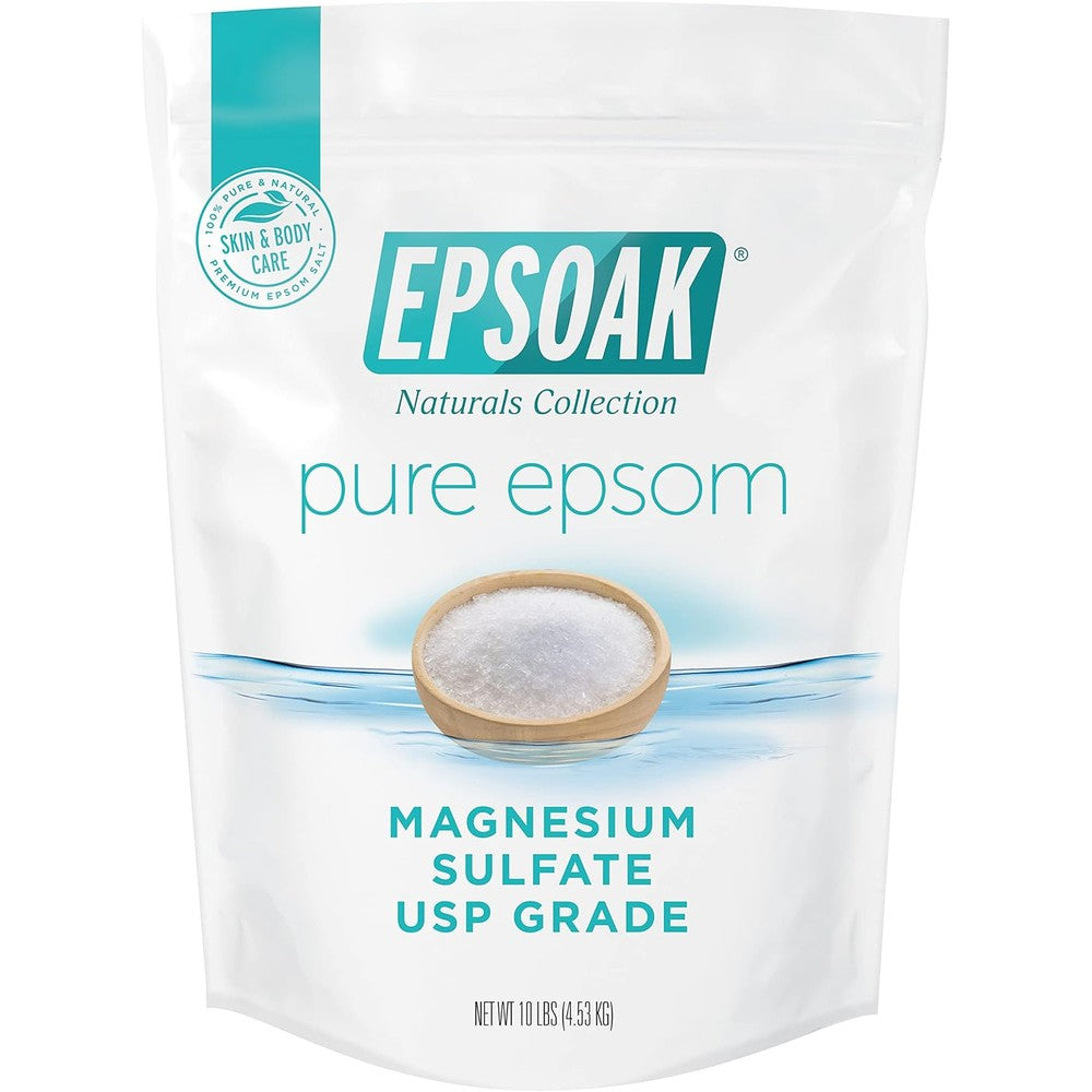 Epsoak Epsom Salt front view of 10 pound resealable pouch
