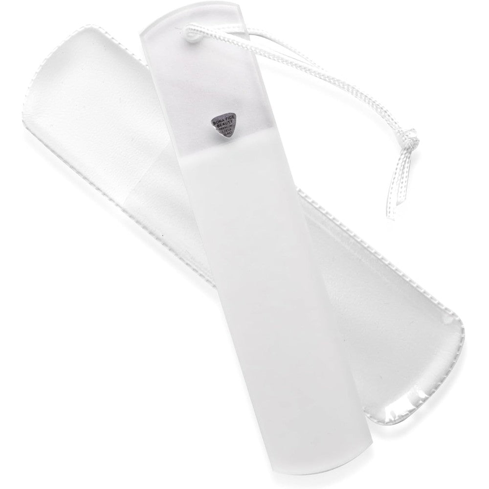 Bona Fide Beauty Czech Glass Foot File with sleeve front view