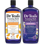 Dr Teal's foaming bath twin pack front view with pure Epsom salt and vitamin C