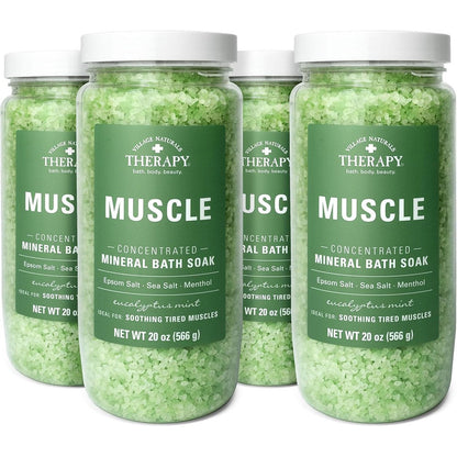 Village Naturals Therapy Muscle Relief Mineral Bath Soak front view packaging