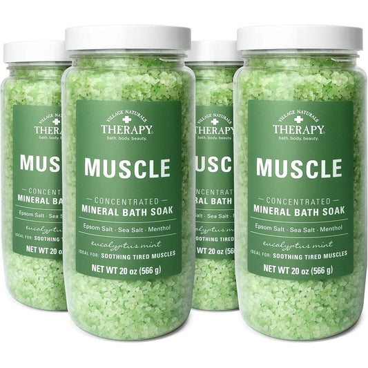 Village Naturals Therapy Muscle Relief Mineral Bath Soak front view packaging