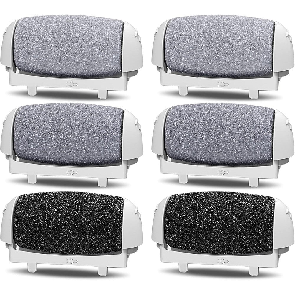 PRITECH callus remover replacement rollers six pack front view showcasing three distinct coarseness textures