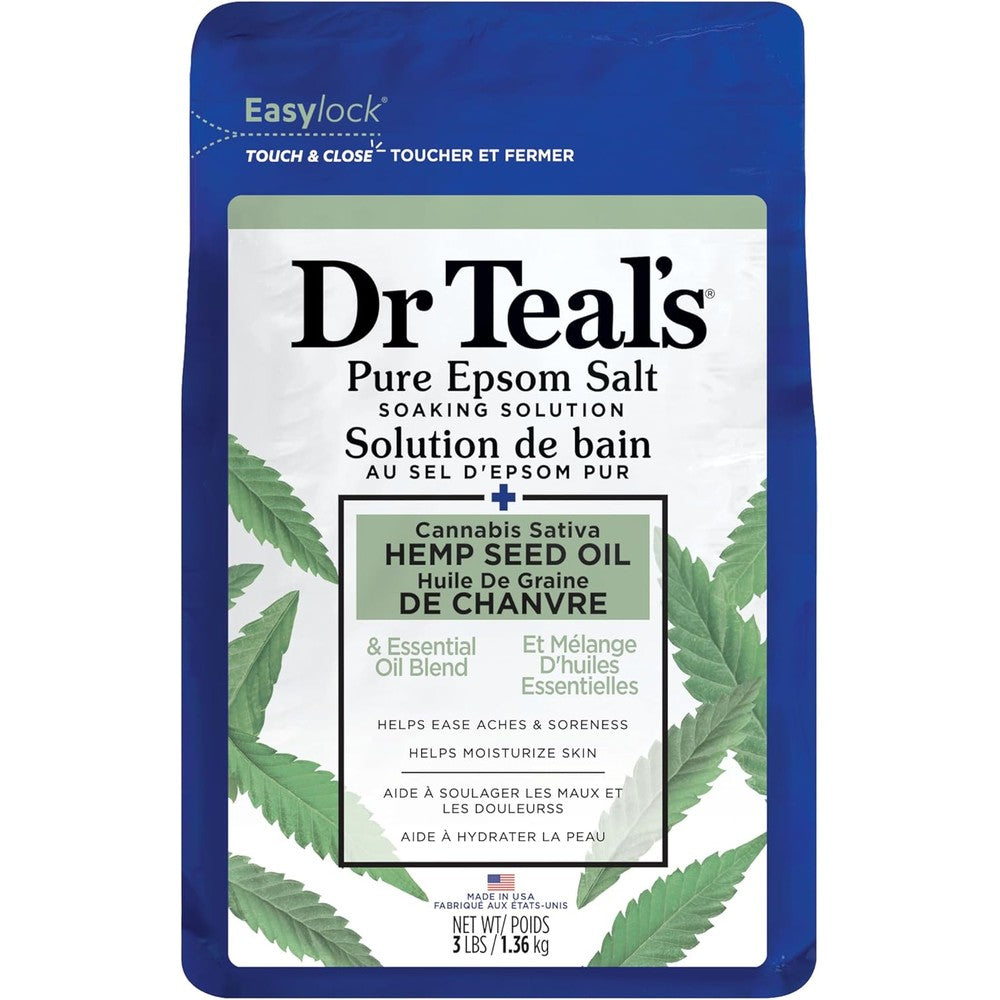 Dr Teal's hemp seed oil Epsom salt soak front view