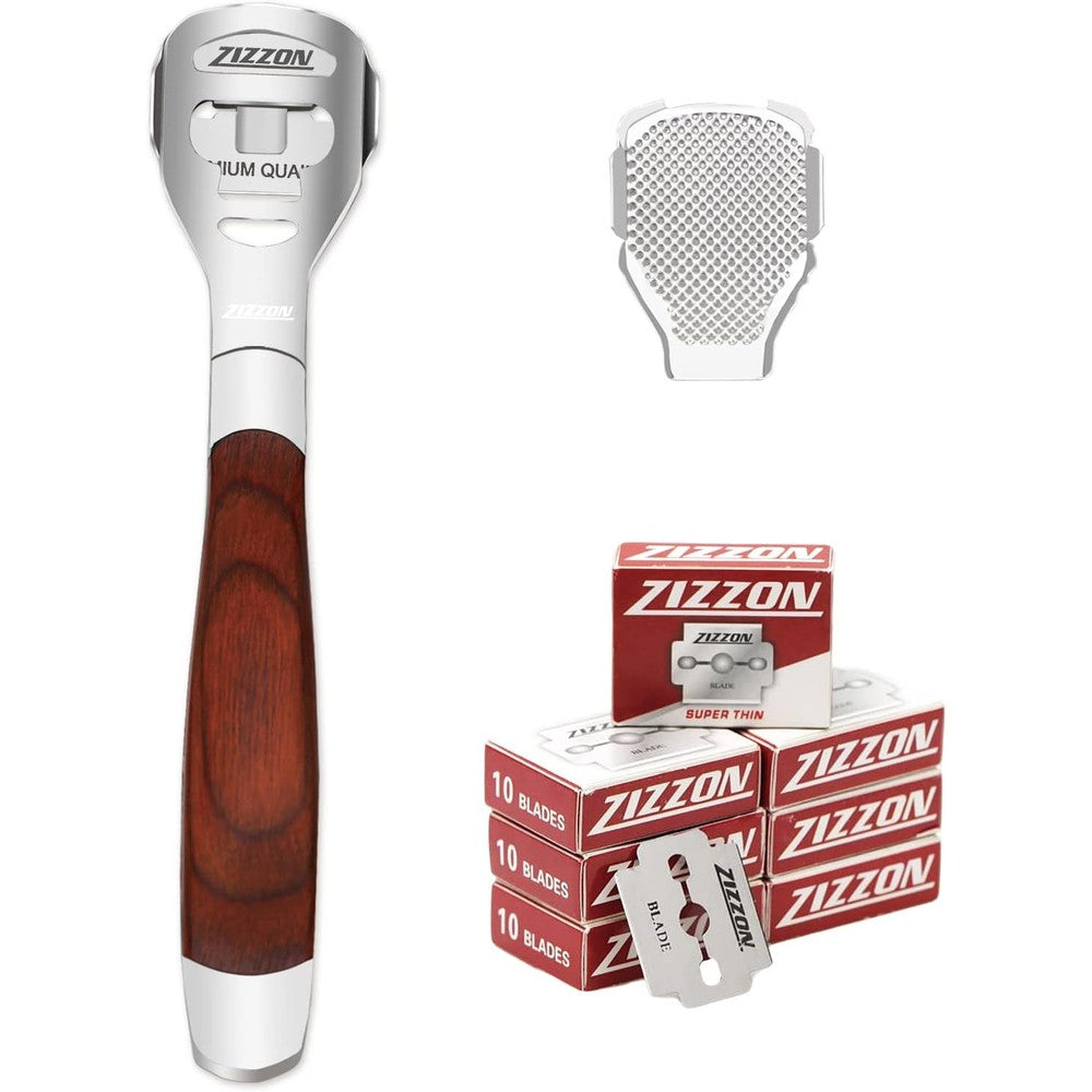 Zizzon foot care pedicure callus shaver with wood handle
