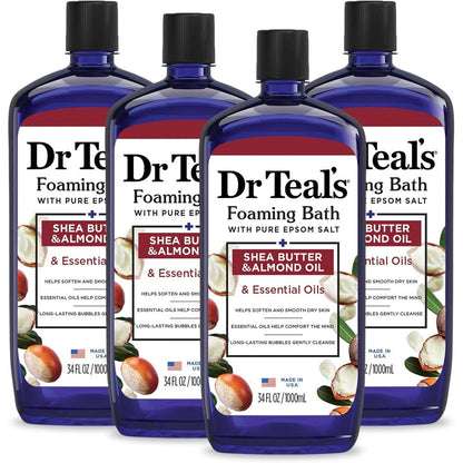 Dr Teal's Foaming Bath Shea Butter and Almond front view bottle for muscle relaxation