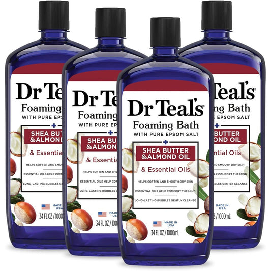 Dr Teal's Foaming Bath Shea Butter and Almond front view bottle for muscle relaxation