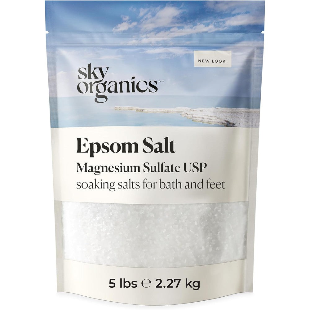 Sky Organics Epsom Salt 5 lbs front packaging view