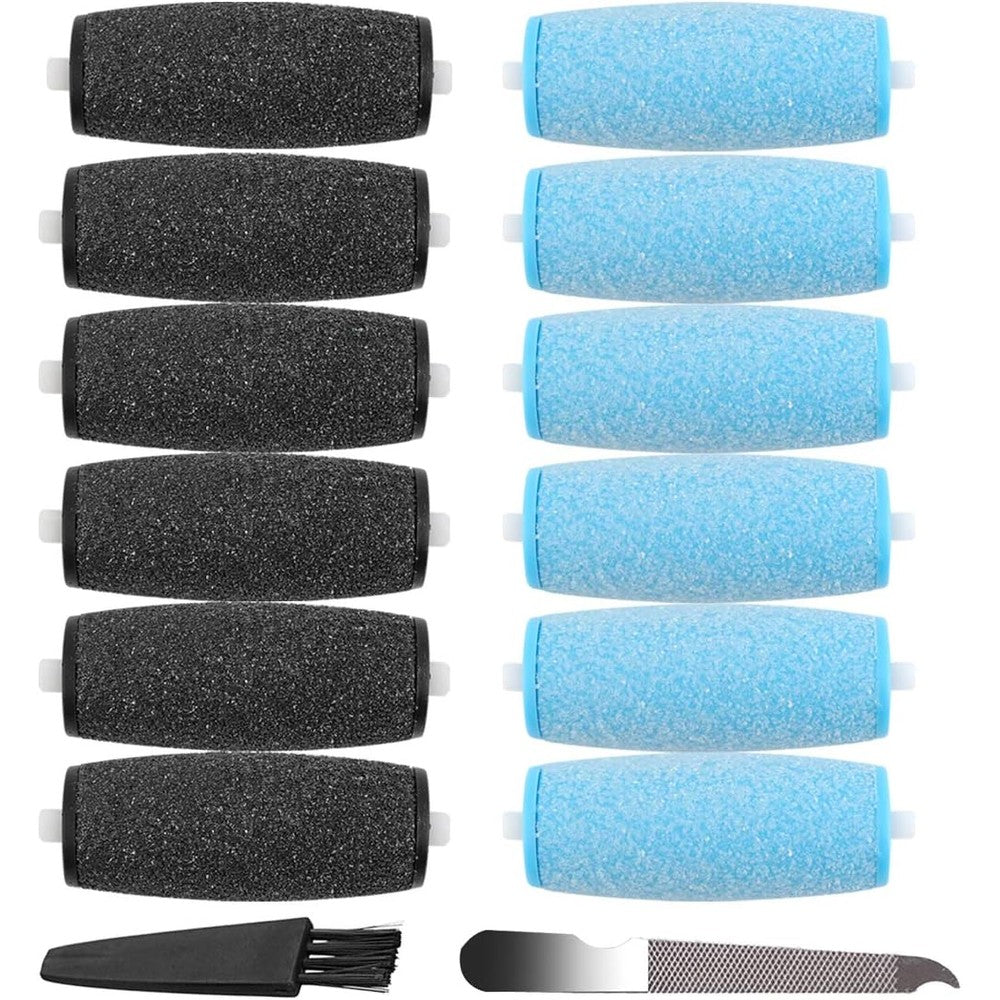 Gominyuf Replacement Rollers For Amope Pedi Perfect Foot File 12 Pack With 6 Extra Coarse And 6 Regular Coarse Refill Heads And Pedicure Accessories - Image 1