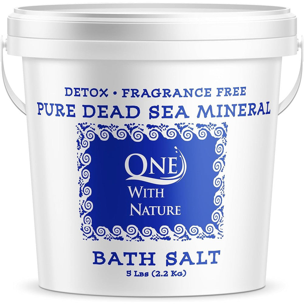 One With Nature 100% Pure Dead Sea Salt 5lb bucket front view