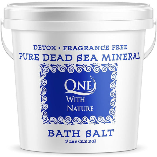 One With Nature 100% Pure Dead Sea Salt 5lb bucket front view