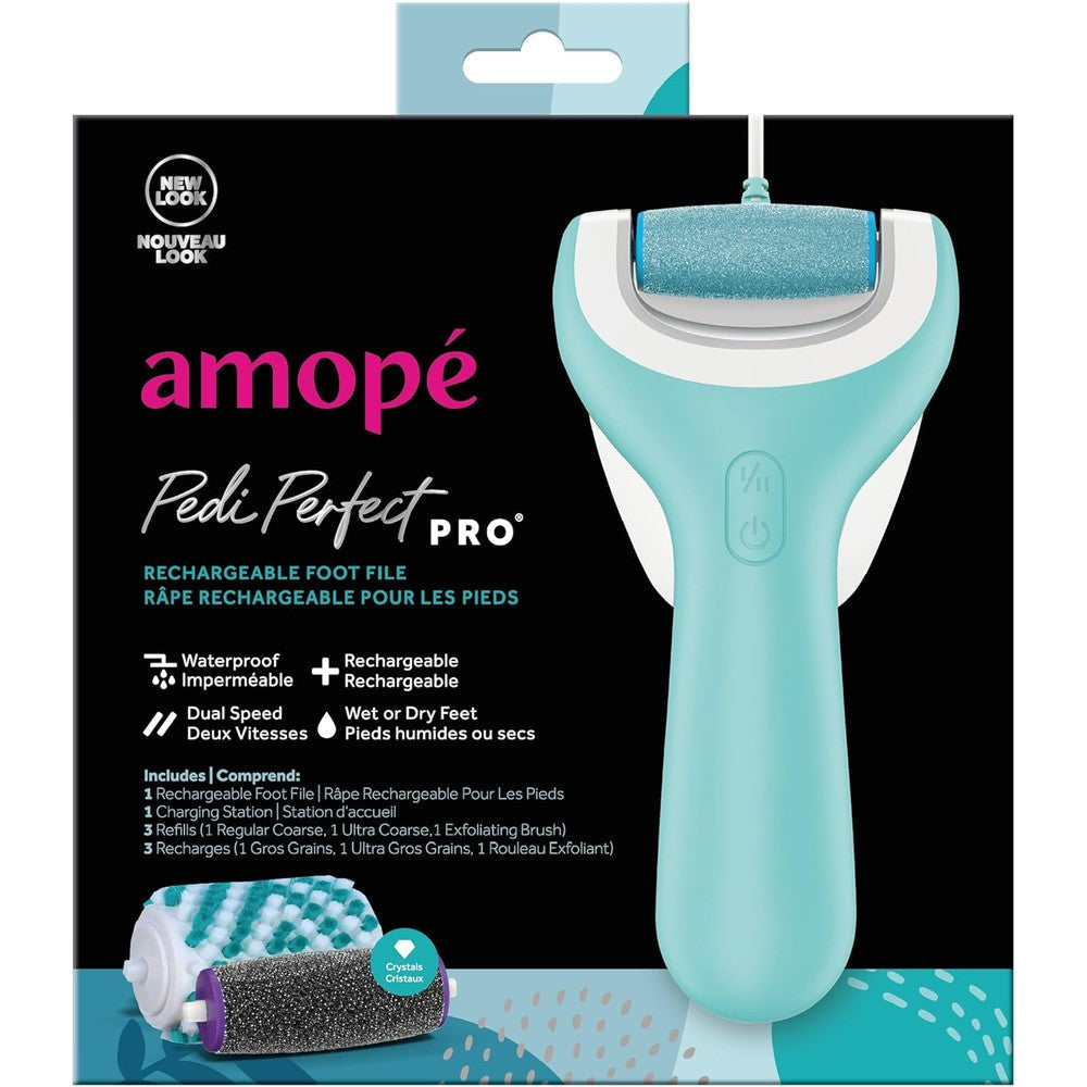 Amope Pedi Perfect Pro electronic foot file front view showing the roller head