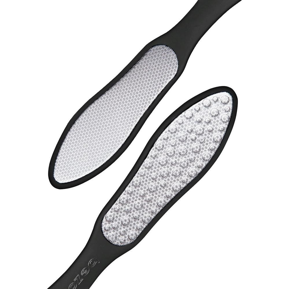 BEZOX double sided foot file front view showing the coarse stainless steel surface