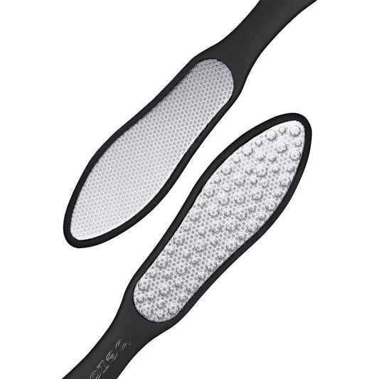 BEZOX double sided foot file front view showing the coarse stainless steel surface