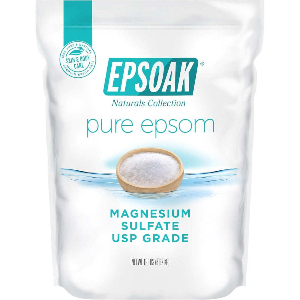 Epsoak Epsom Salt 19 pound bag front view packaging