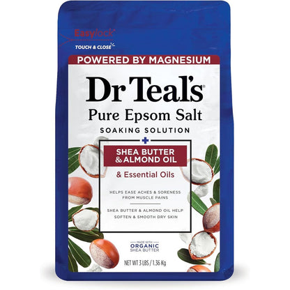 Dr Teal's Epsom Salt Magnesium Soak Shea Butter and Almond Oil 3 pounds front view package