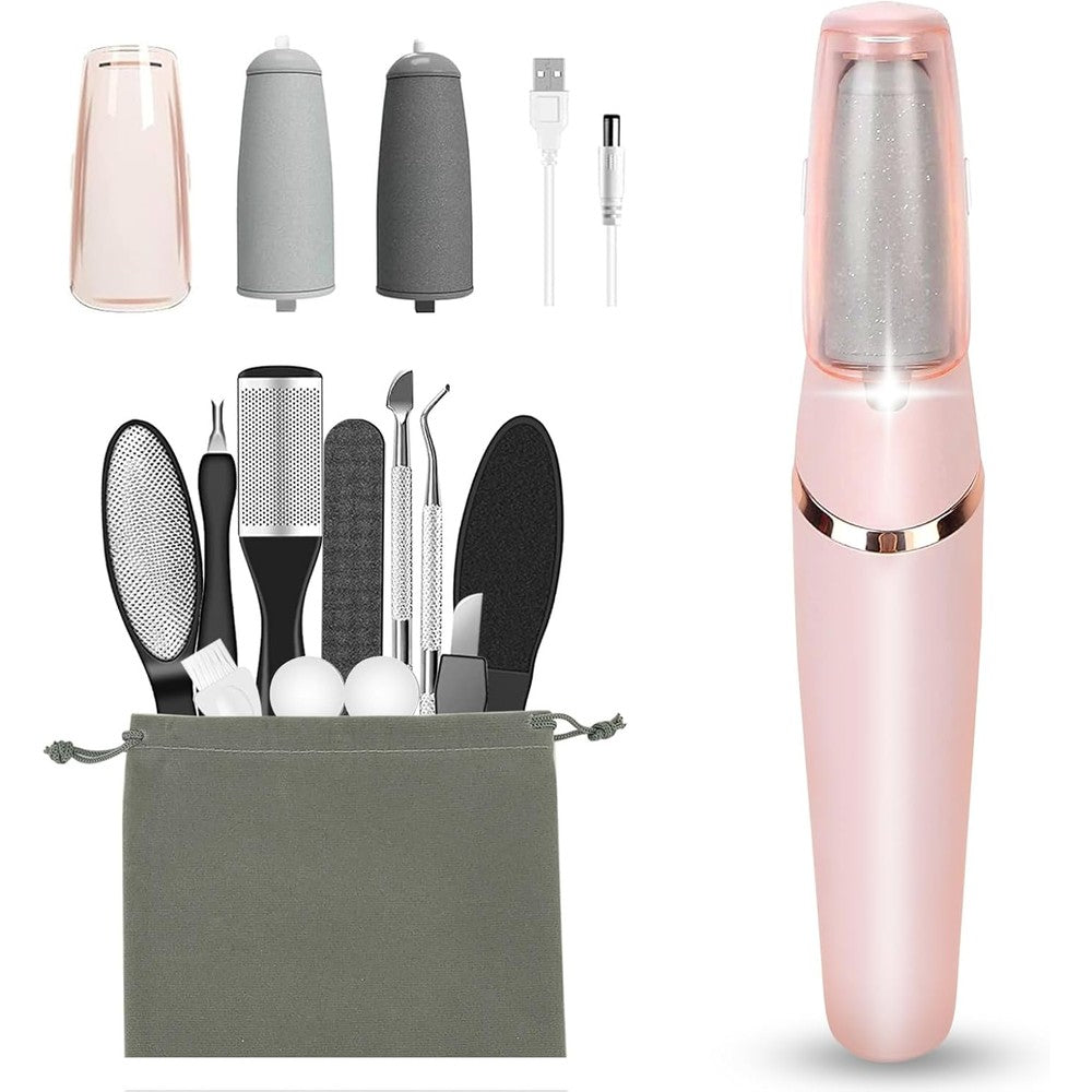Haootadiy electric foot callus remover front view with pink finish