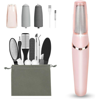Haootadiy electric foot callus remover front view with pink finish