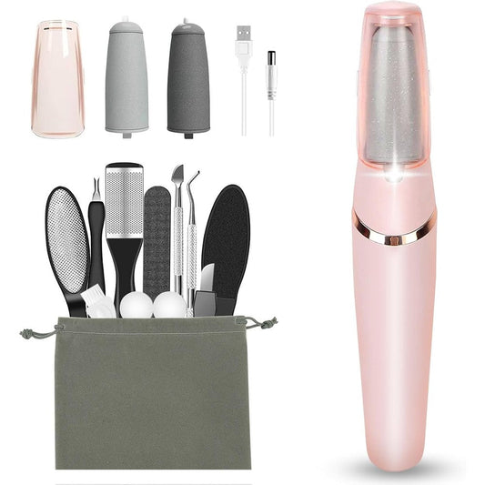 Haootadiy electric foot callus remover front view with pink finish
