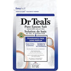 Dr Teal's Pure Epsom Salt Magnesium Soak Fragrance Free 4 pounds front view bag on a white background