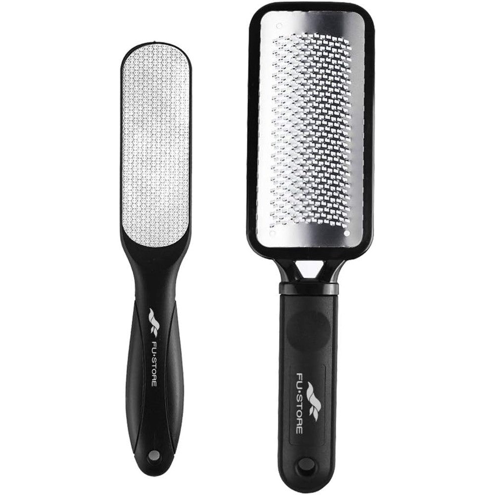 Fu Store 2 Pack Foot Files Callus Remover front view showing the colossal stainless steel rasp and dual sided pedicure tool