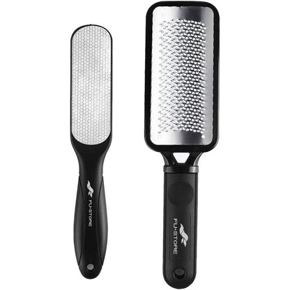 Fu Store 2 Pack Foot Files Callus Remover front view showing the colossal stainless steel rasp and dual sided pedicure tool