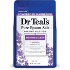 Dr Teal's Epsom Salt Soothing Solution Lavender 3 Pound bag front view for muscle relief bath.