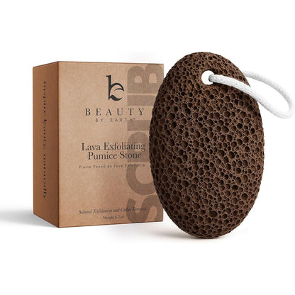 Beauty by Earth Natural Lava Exfoliating Pumice Stone front view showing genuine volcanic rock texture.