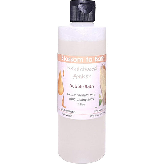 Blossom to Bath Sandalwood Amber Bubble Bath front bottle view