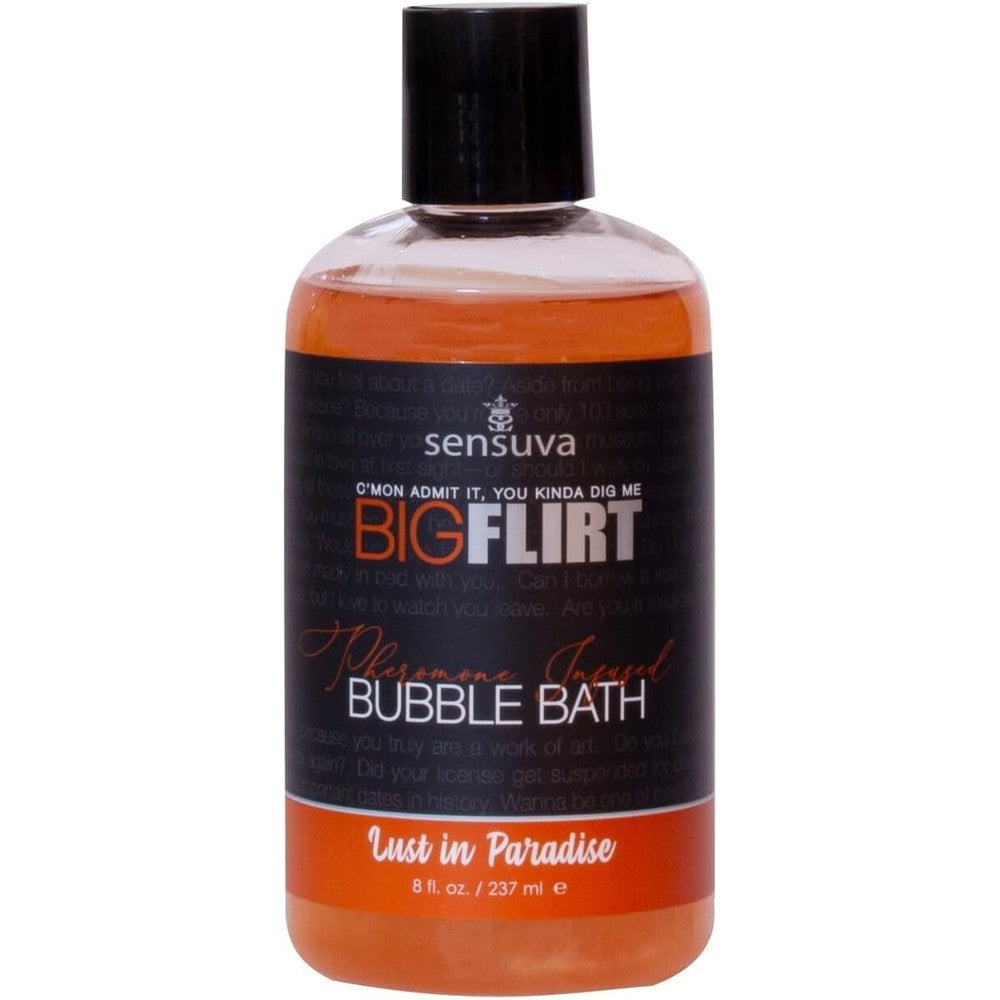 Sensuva Big Flirt Pheromone Bubble Bath front view bottle container