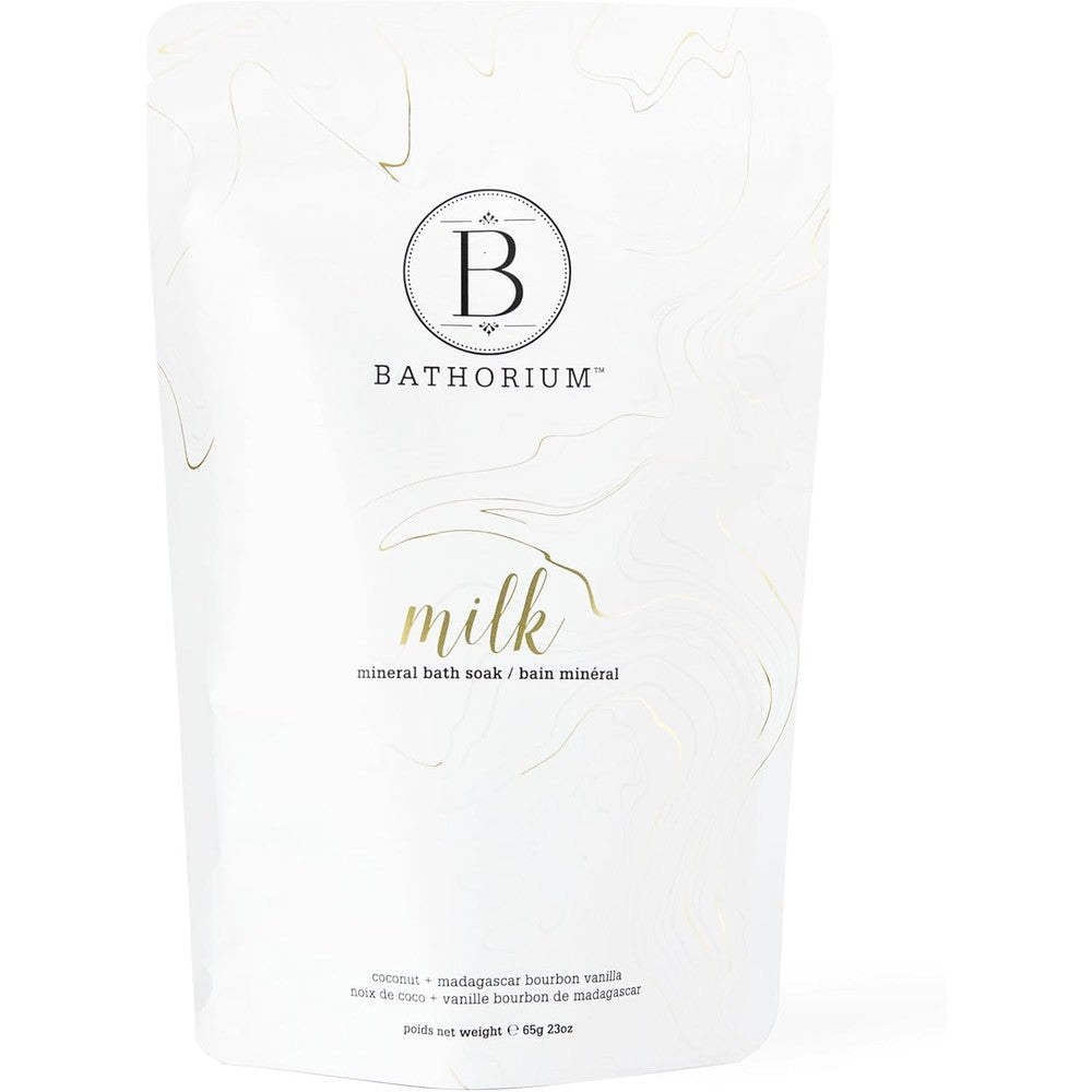 Bathorium milk mineral bath soak front view package container