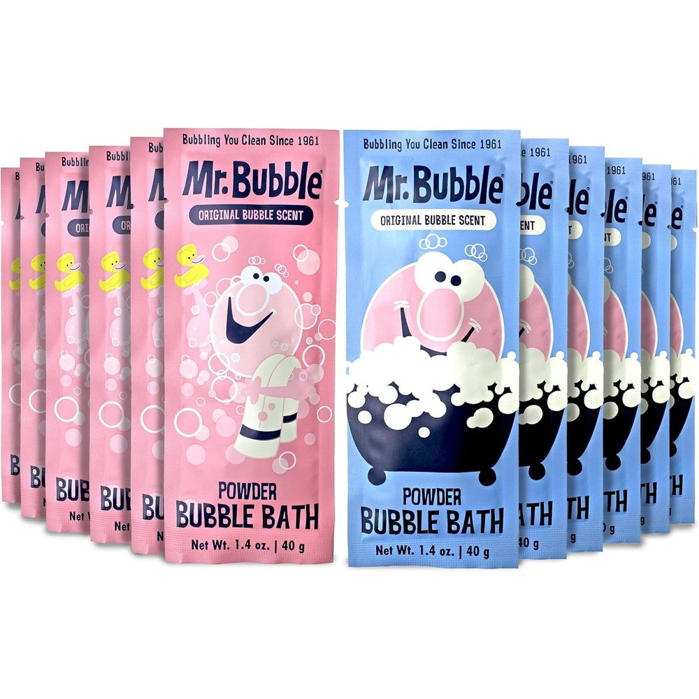 Mr Bubble retro powder bubble bath packets front view